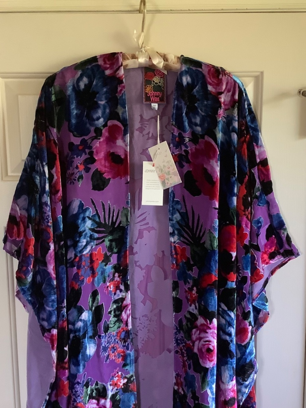 Johnny Was Burnout Velvet And Silk Shawl Phantasma OS - Picture 6 of 16